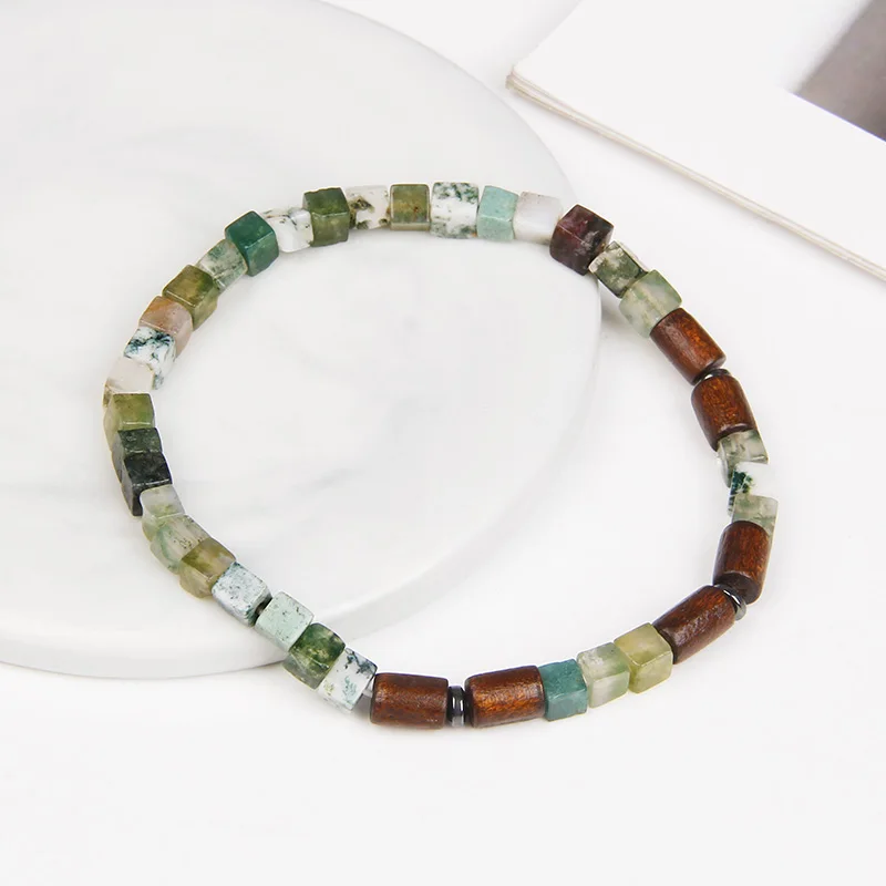 4mm Natural Stone Beads Bracelet Tiger Eye Square Beaded Bracelets Balance Energy Yoga Bracelet Men Women Gifts Fashion Jewelry