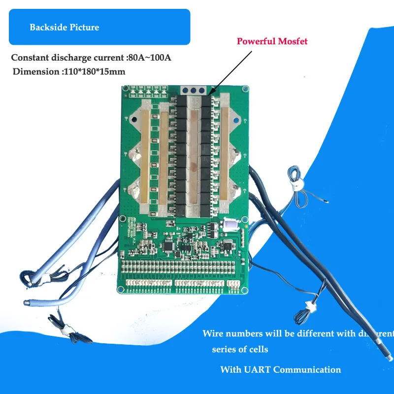 20S 21S 22S 23S 24S 25S 26S 27S 28S 29S 30S 60V 72V 84V 110V 126V Li ion or Lifepo4 Smart bluetooth BMS with 100A