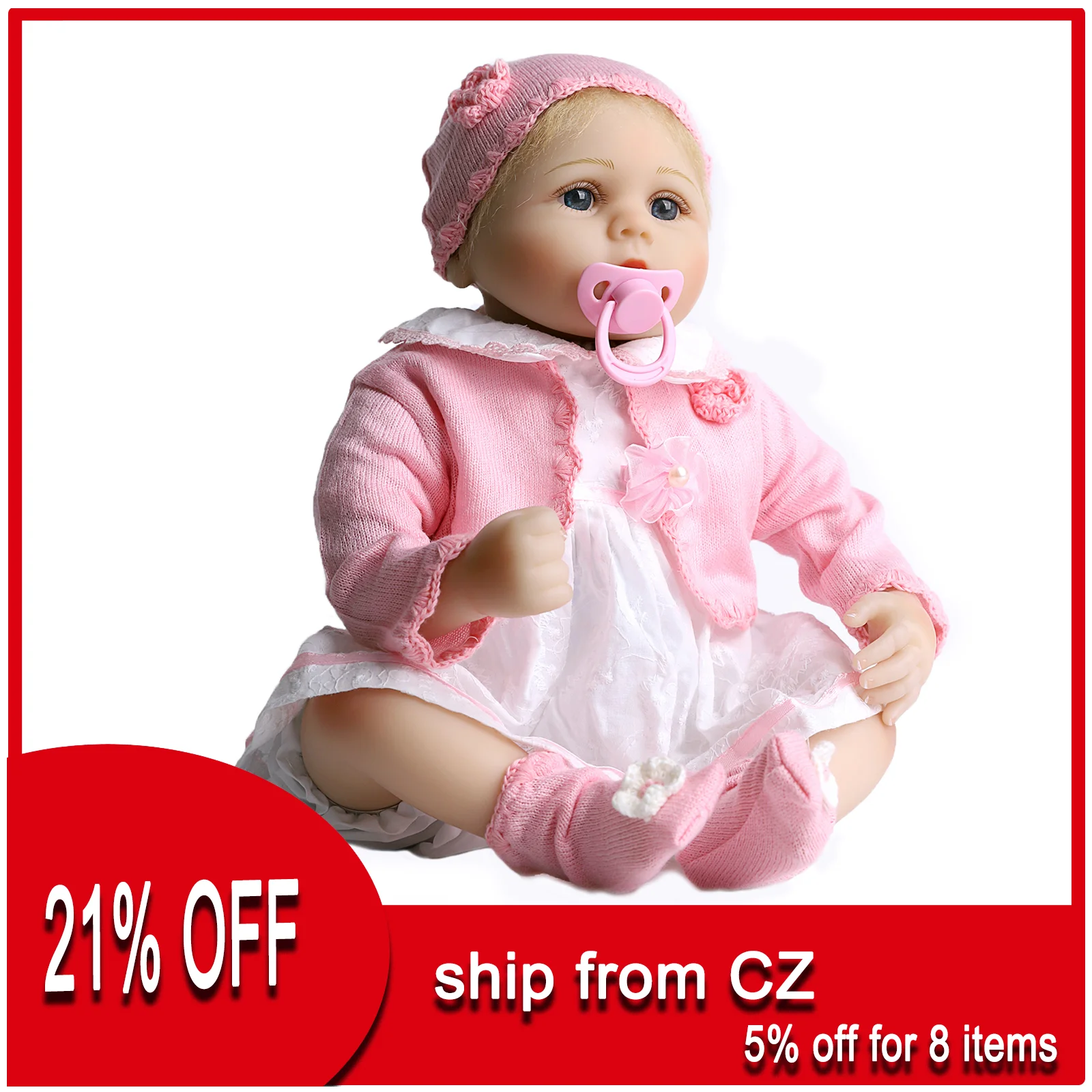 55 Cm Reborn Baby Doll Toy Wearing Cute Girl Set Soft High Quality Soft Silicone Simulation Toddler Handmade Birthday Gift