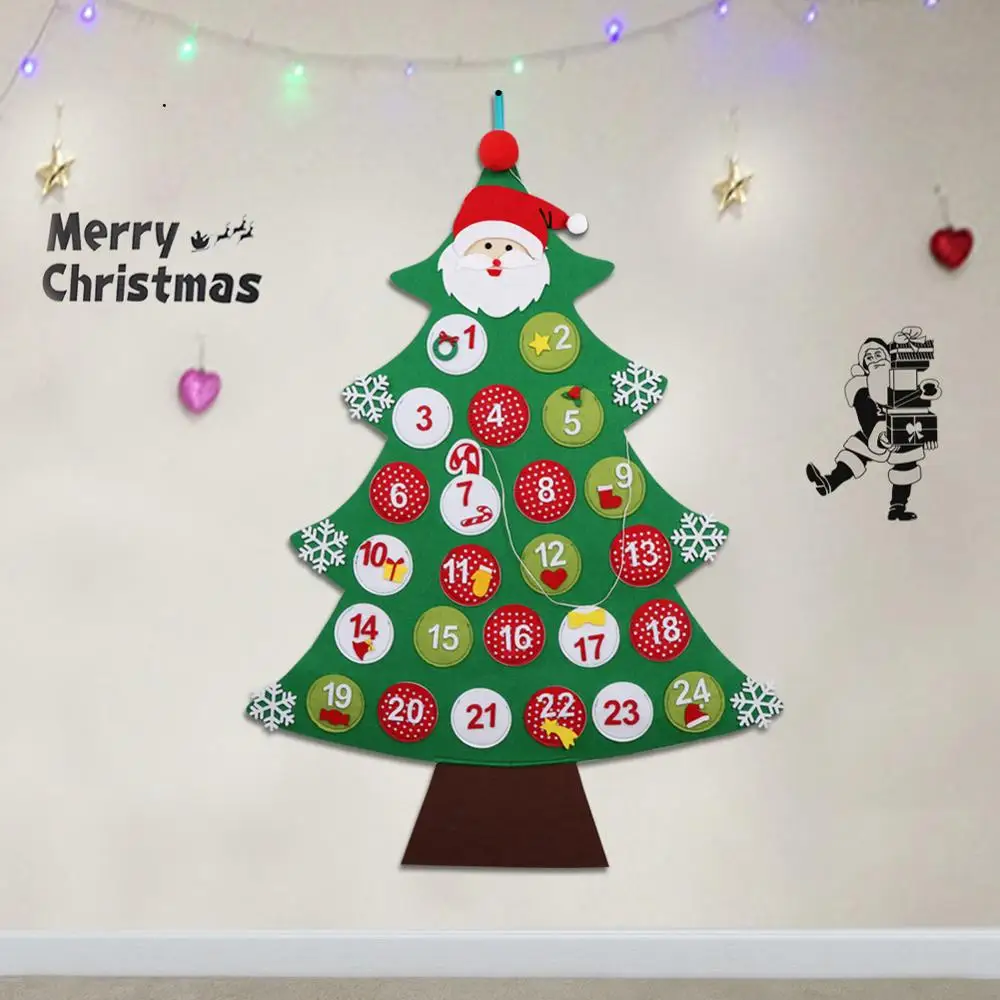 

OurWarm Christmas Decoration Advent Calendar New Year Felt Countdown Calendar Wall Hanging Ornament DIY Kid Gift Home Decoration