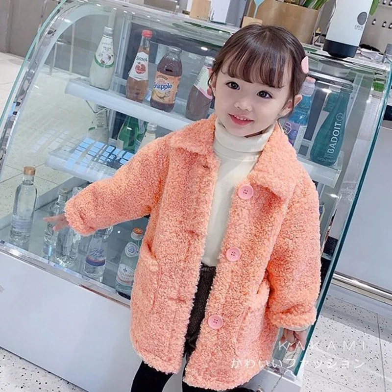 Cappotto di peluche per ragazze 2024 nuova primavera autunno Lambswool capispalla per bambini moda versione coreana giacca per bambini vestiti per