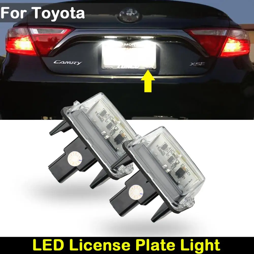 

For Toyota Avalon Camry Highlander Prius C Yaris white LED Car Rear license plate light number plate lamp