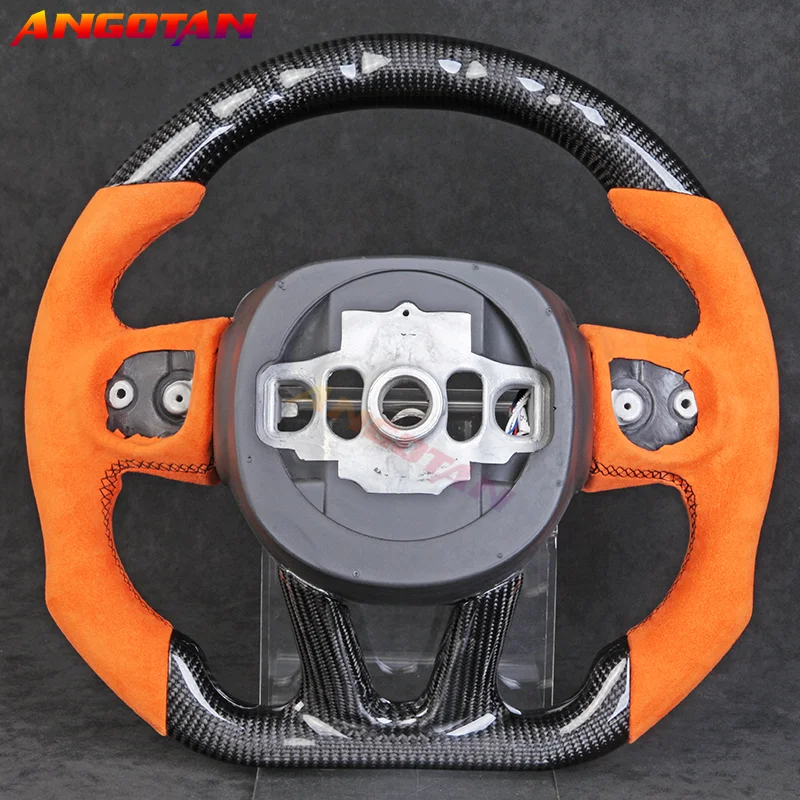 100% Carbon Fiber Italy Alcantara leather steering wheel with LED Fit For Dodge charger challenger srt hellcatMuscle car