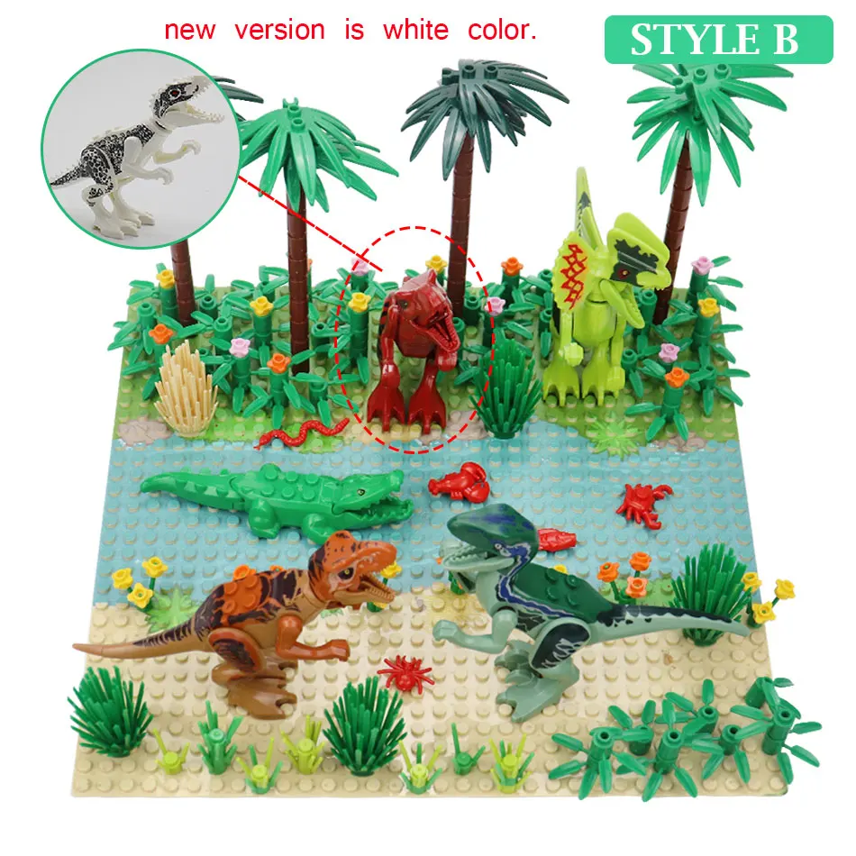 New Jurassic Dinosaur World Tree Forest Animal Action Figures Building Blocks Compatible City DIY MOC Bricks Kids Toys