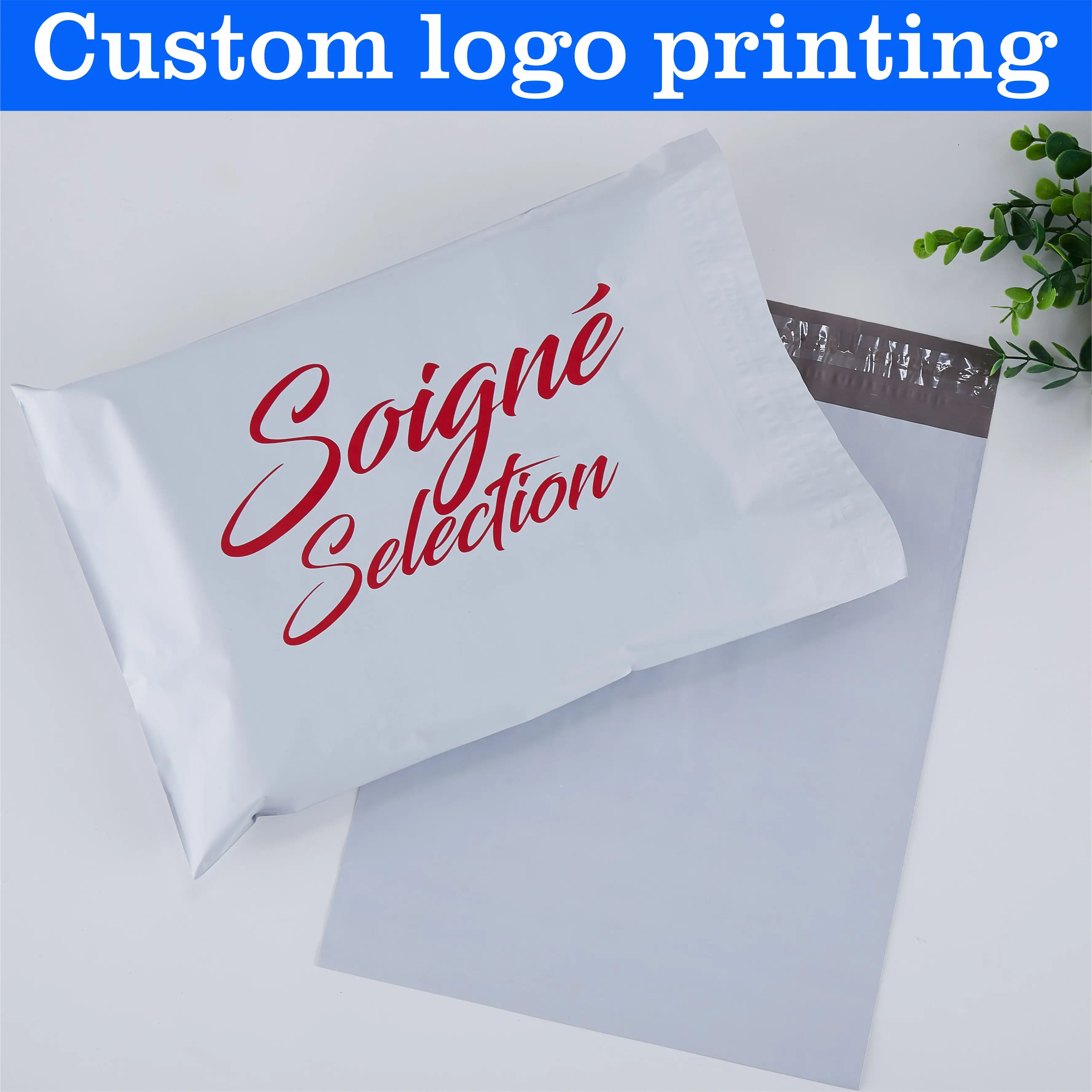 Poly Mailer with Logo, Shipping Bag, Courier Bag, Custom, Full Size, Luxury, White, Matte, 100Pcs, 17x30cm