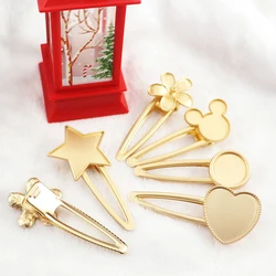 5pcs/2pcs  Style Matte Gold High Quality UV Epoxy Resin Base Metal Duckbill Clip Cabochon Base DIY Hairpin clips Jewelry Making