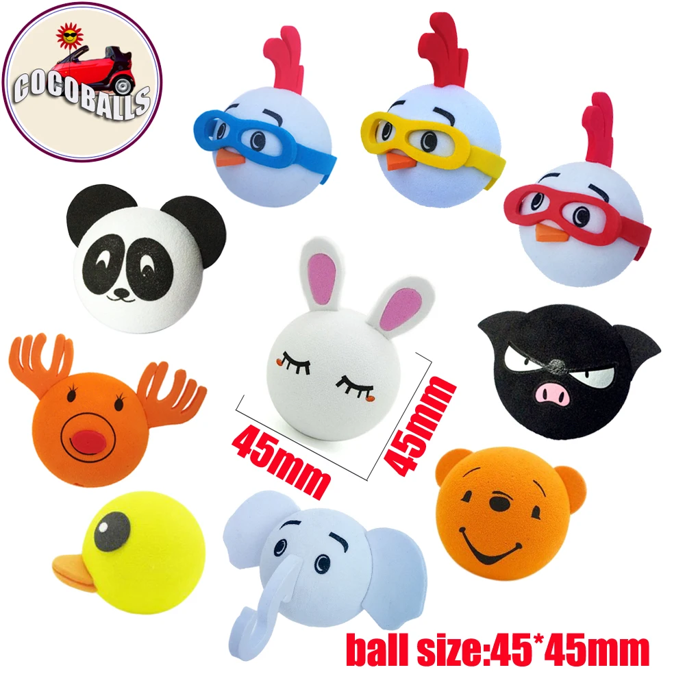 COCOBALLS 10pcs Mixed Cute Animals Car Antenna Balls Roof Aerial EVA Foam Doll Panda Deer Elephant Duck Pig Rabit Bear Chicken