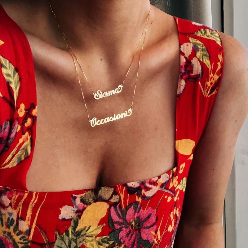 

Customized Fashion Stainless Steel Name Necklace Personalized Letter Choker Necklaces Pendant Nameplate Gifts Women Jewelry BFF