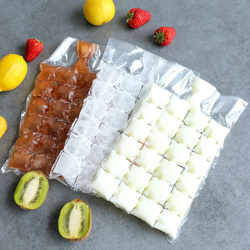 10pcs/pack Disposable Ice Bag Lattice Ice Cube Mold Bar Self-sealing Ice Tray Bag Ice Cube Bag Box Edible Frozen Ice Cube