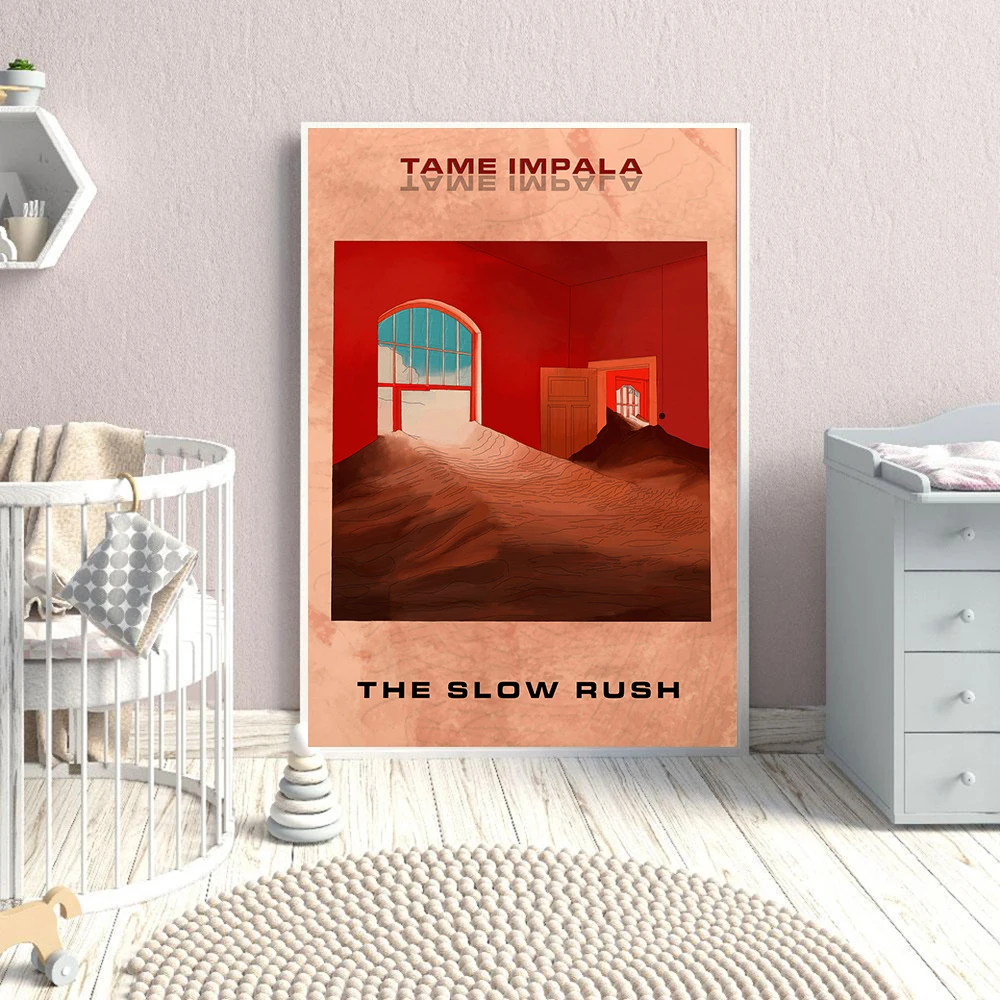 Canvas Painting Tame Impala At The Slow Rush Poster Vintage Colorful Retro Wall Pictures for Living Room Home Decor No Frame