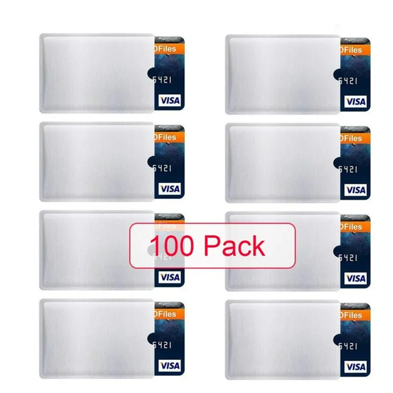 100PCS RFID Blocker Sleeves Anti Theft RFID Card Wallet Protector RFID Nfc Blocking Holder Identity Theft Anti-Scan Card Sleeve