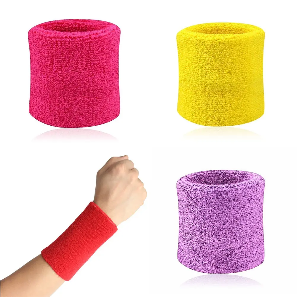 Cotton Colorful Unisex Sport Sweatband Wristband Wrist Protector 2PCS Running Badminton Basketball Brace Terry Cloth Sweat Band