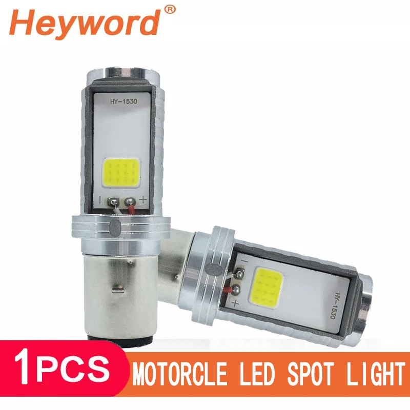 H4/P15D/BA20D 18W LED 2 COB Motorcycle Headlight Bulb 2000LM 6000K Hi/Lo Beam Light