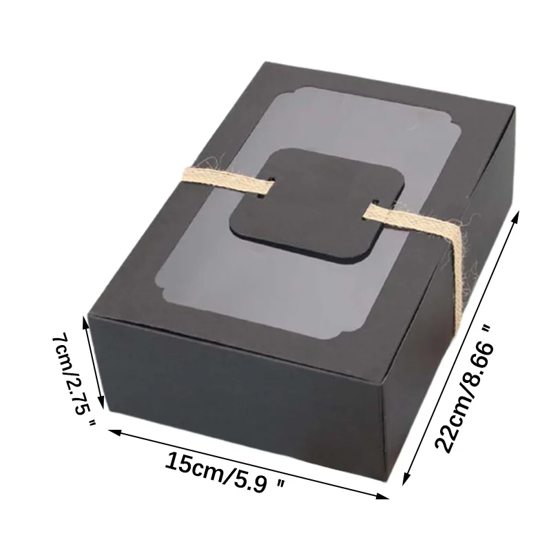 12Pcs Kraft Paper Packing Box With Transparent Window Candy Cake Boxes Wedding Party Cookie Favor Gifts Box Baby Shower Decor