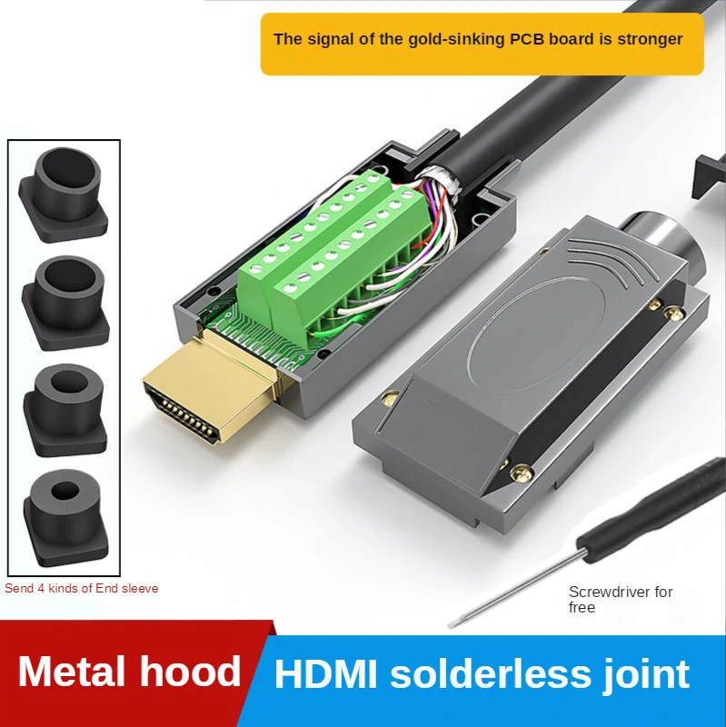 HDMI 호환 2.0 납땜리스 HD 케이블 커넥터, 4K HD 케이블 유지 보수, DIY 수