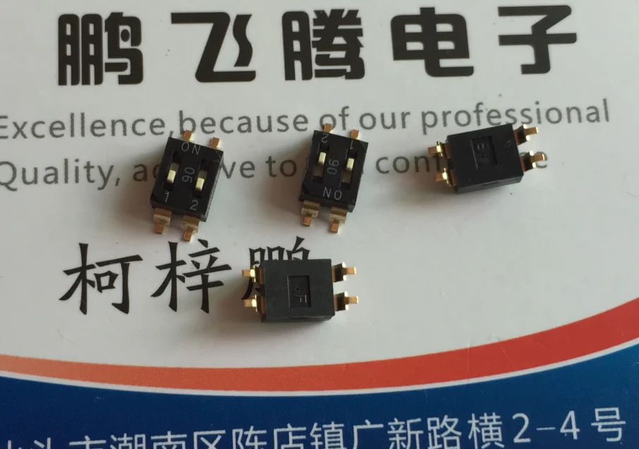 Switch de codificação 2 bit preto 2p, interruptor de código de discagem smd 2.54