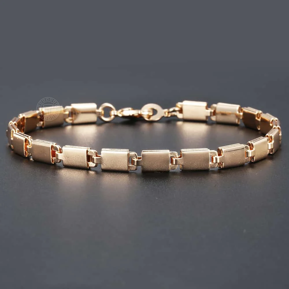 585 Rose Gold Color Bracelets For Women Light Marina Stick Chain Bracelet Woman Jewelry Fashion Valentine\'s Day Gifts 5mm  CB10