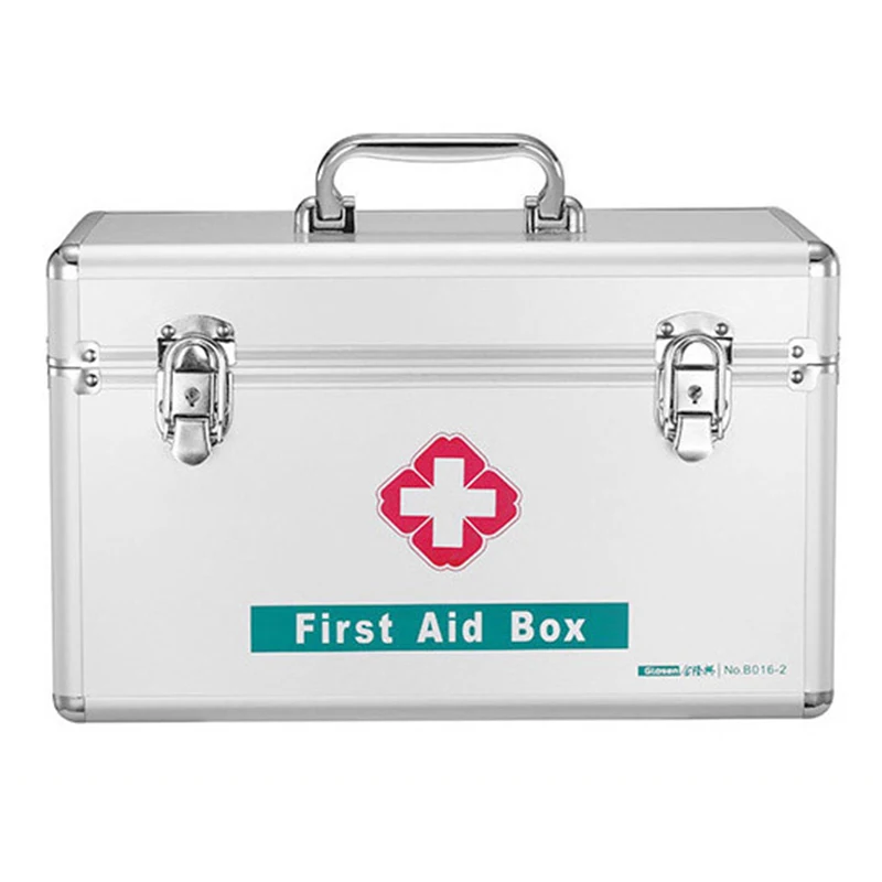 2-layer portable first aid kit storage box aluminum alloy multifunctional family emergency medicine box with handle medicine box