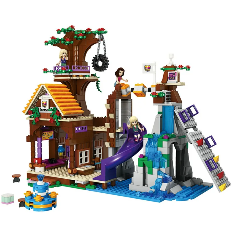 Adventure 872PCS Friends Camp Character Building Blocks Tree House Girl Bricks Toys For Children Christmas Gifts Kids Model