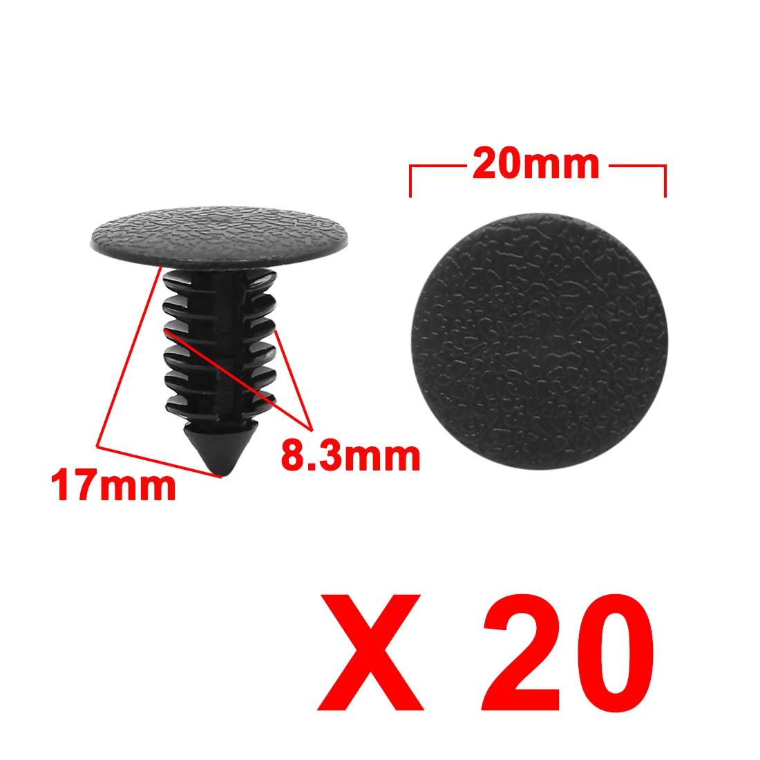 Uxcell 20Pcs 25Pcs 100pcs Plastic 8.3mm 9mm 7 x 5mm Car Push in Clips Panel Rivets Fender Bumper Fastener