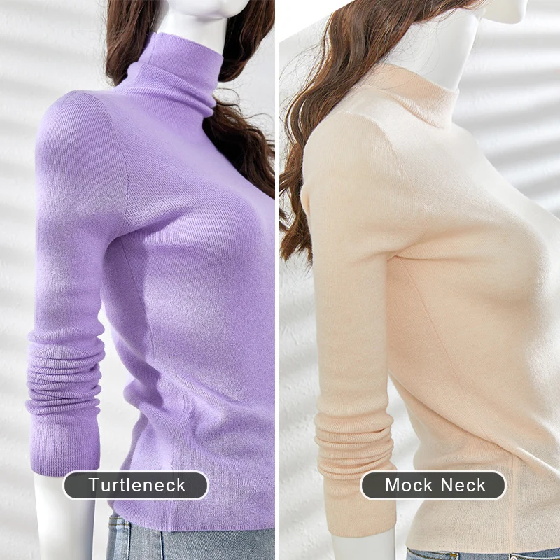 SuyaDream 2021 Winter 100%Wool Turtleneck Plain Pullovers 2021 Fall Winter Basic Sweaters for Woman Candy Colors