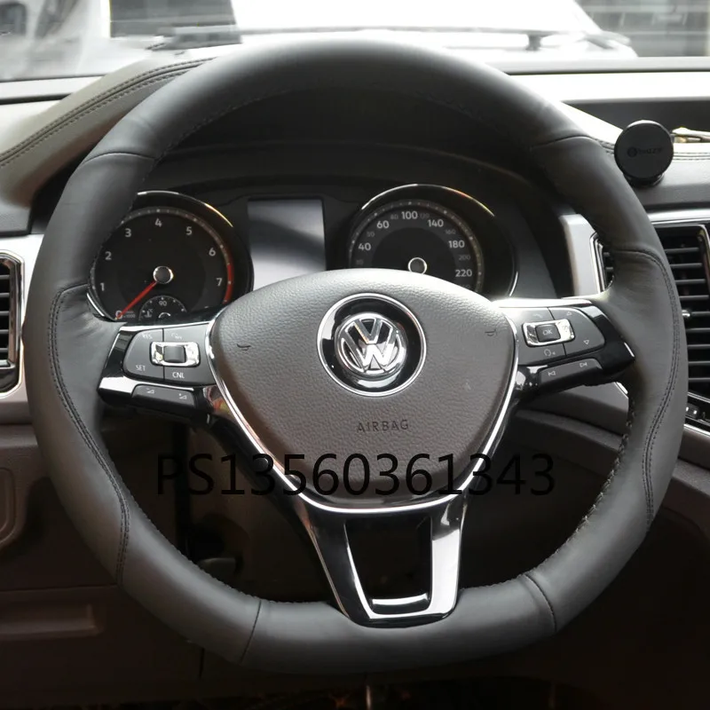 

For Volkswagen Bora T-ROC Teramont Coupe polo Tharu Passat C-TREK hand-stitched steering wheel cover leather suede grip cover