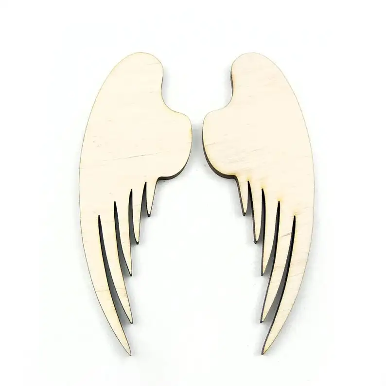 Wooden Angel Wings Shape For Crafts And Decoration - Laser Cut - Angel Wing - Angel - Angel Wing Necklace - Wings Silhouette