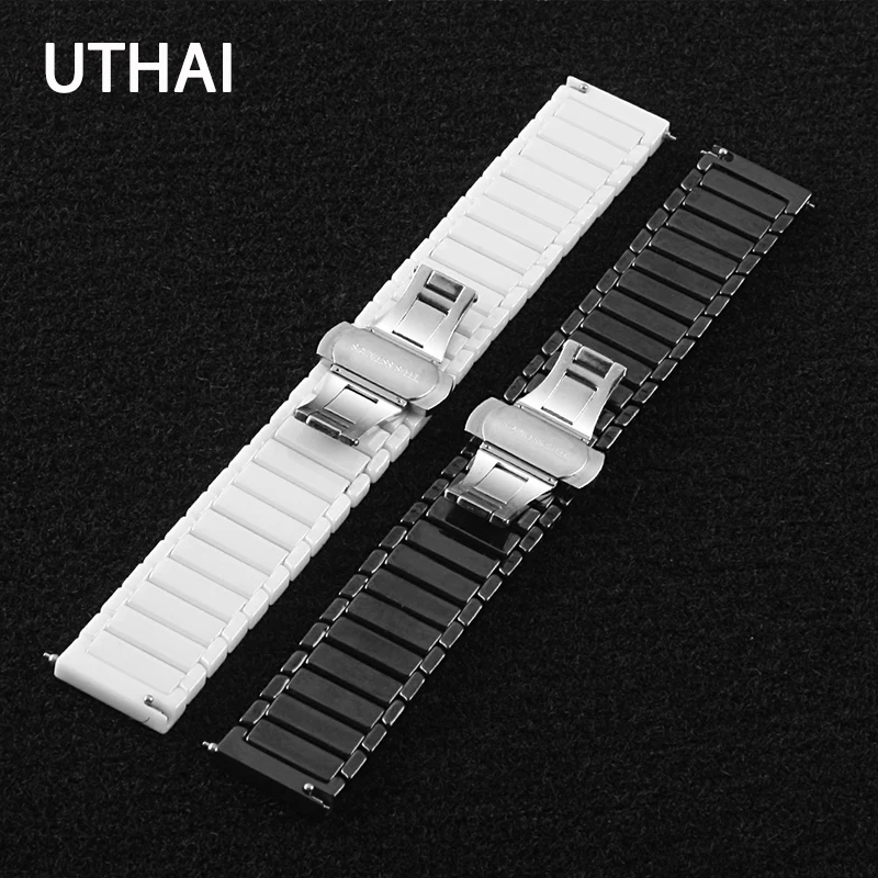 UTHAI C03 Ceramic 20/22 / 24mm watch strap watch band For Samsung watch high quality Ceramic strap For apple watch 1/2/3/4/5/7