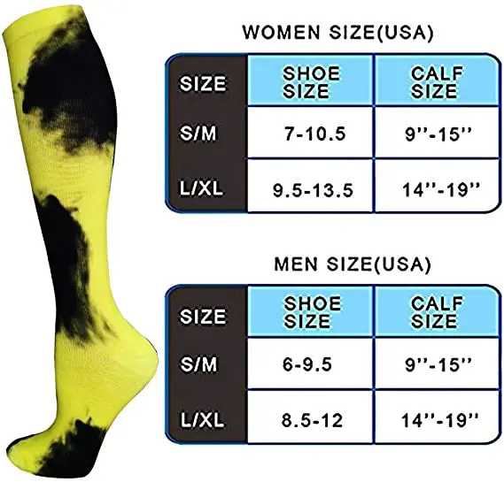 2022 New Compressive Stockings Unisex Tie Dye Socks Compression Sports Running Nylon Relieve Muscle Fatigue and Varicose Veins