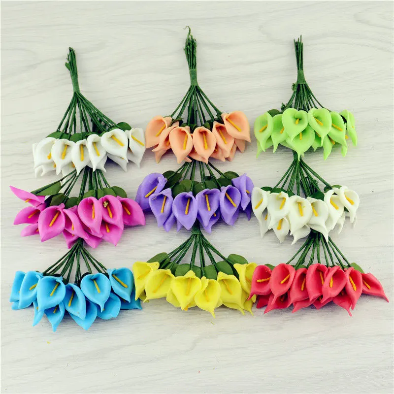 

12PCS/ Lot 11 Different Colours Mulberry Calla Lily Paper Flower Bouquet/Scrapbooking Flower Simulation Flowers