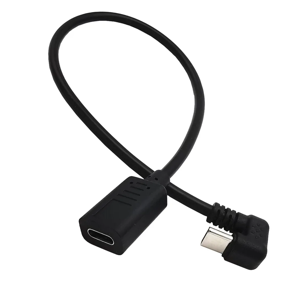 Type C Up Down Right Angle 180 Degree USB 3.1 Male to Female Extension USB-C Charging Data Converter Adapter Cable 0.3m/30cm