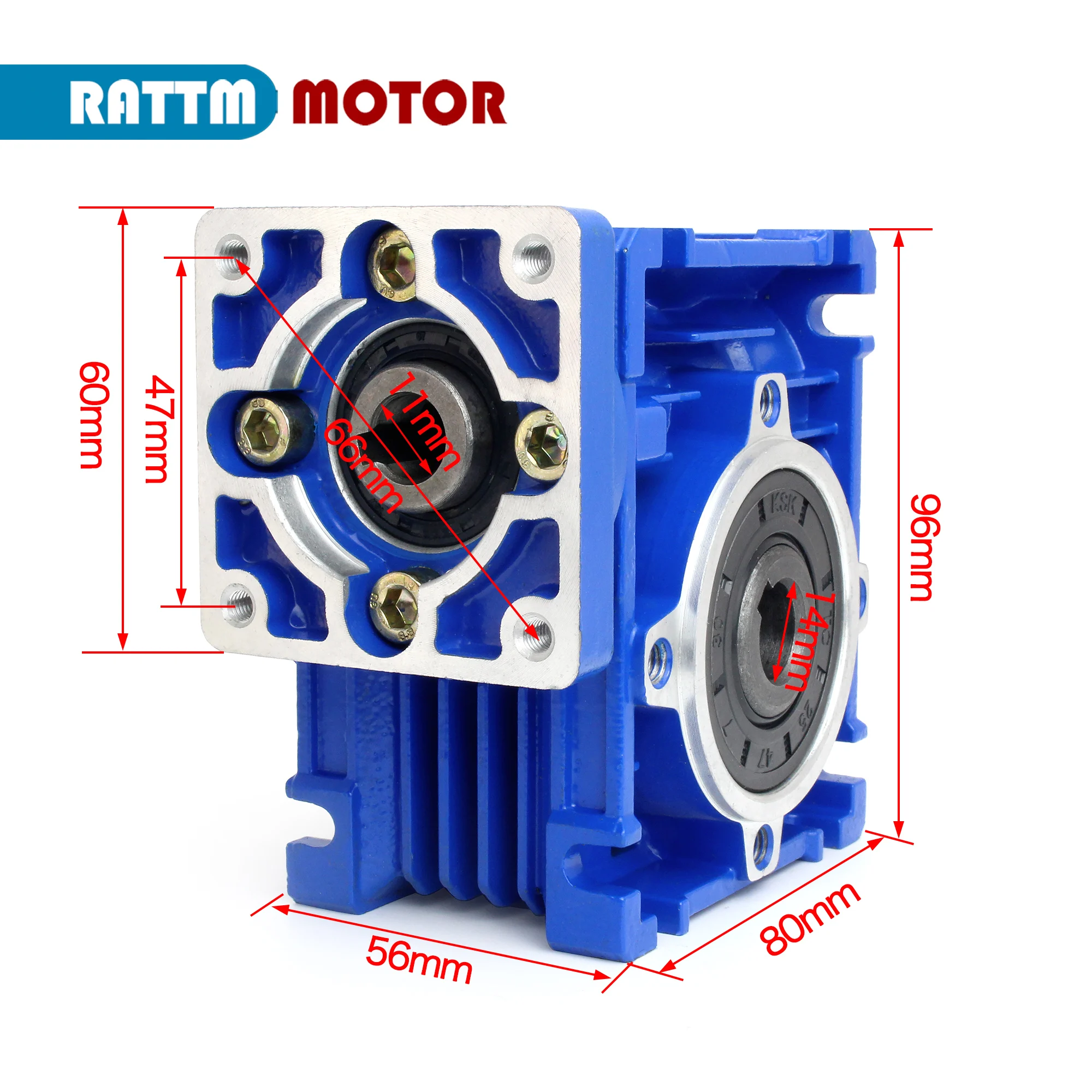 NMRV030 reducer worm gear high torque gearbox reducer ratio 25:1 30:1 40:1 For NEMA23 step / servo motor