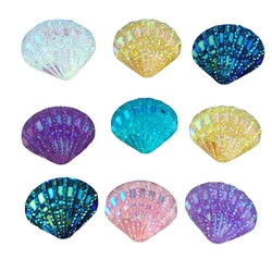 40PCS Glitter  AB Resin Crystal Shell Flatback Rhinestone Scrapbook Embellishment  DIY Wedding Appliques Crafts Supplies