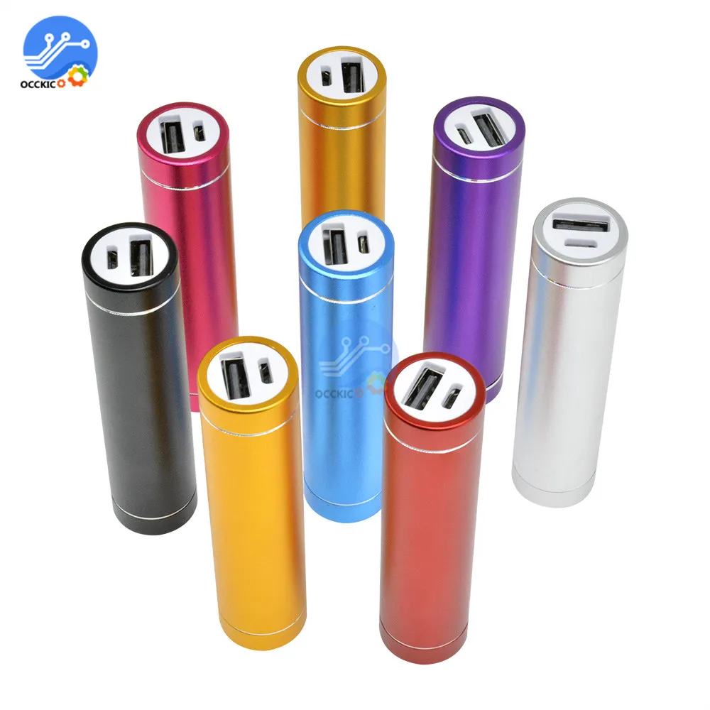 1X 18650 Battery Power Bank Storage Case Box  Metal Alloy Battery Holder Multicolor 5V 1A Free welding USB Charger Port