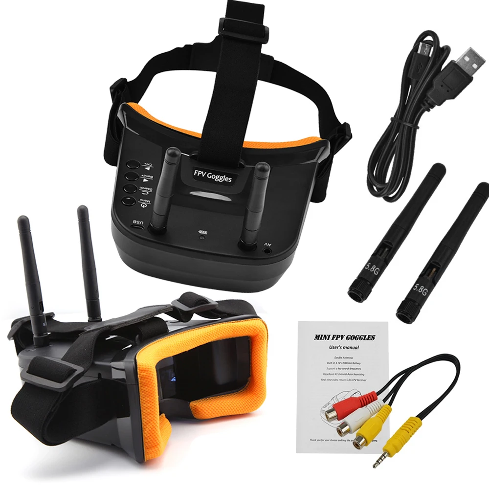 

VR009 5.8G 40CH Auto-Searching Double Antennas mini FPV Goggles 3.0 Inch 480*320 LCD Screen Built-in Battery Toys