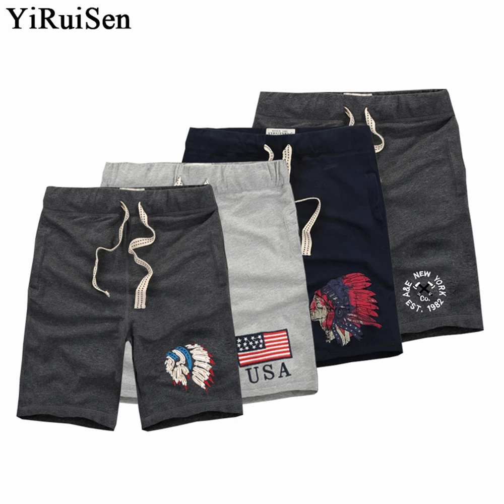 YiRuiSen-pantalones cortos informales para hombre, ropa de alta calidad, 100% algodón, bordado de la marca, Regular, transpirable