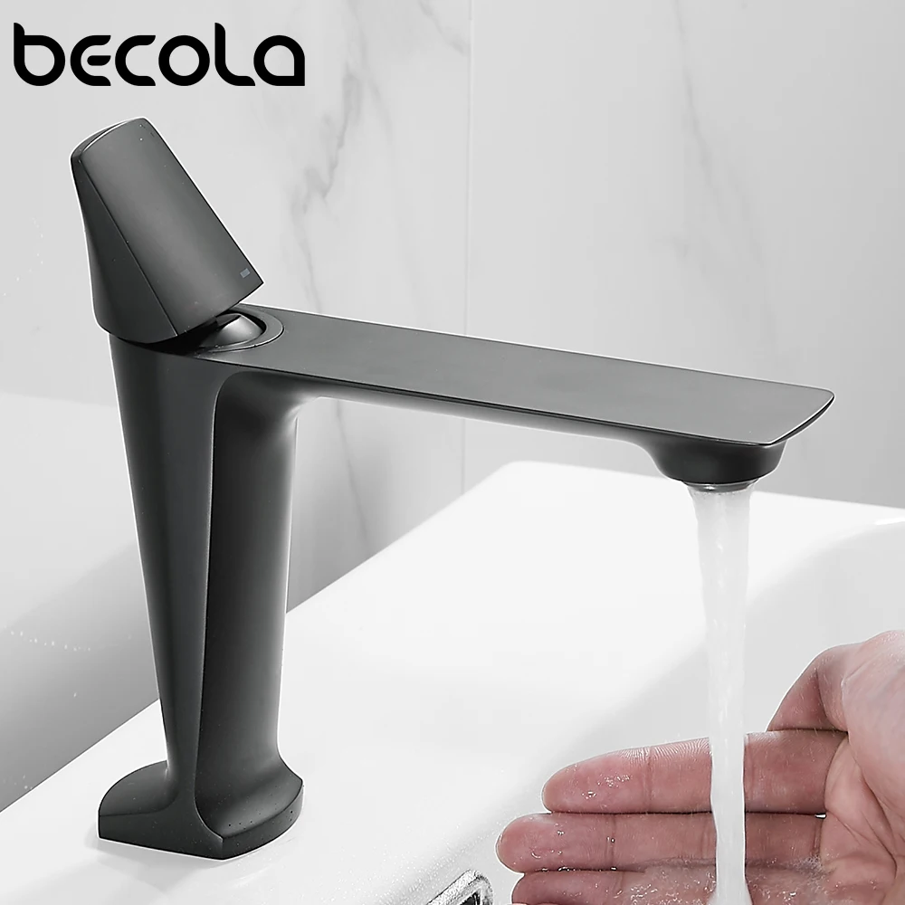 Becola Basin Faucets Black Mixer Tap for Bathroom Single Holder Single Hole Mounted Chrome Sink Taps Cold and Hot Crane Faucet