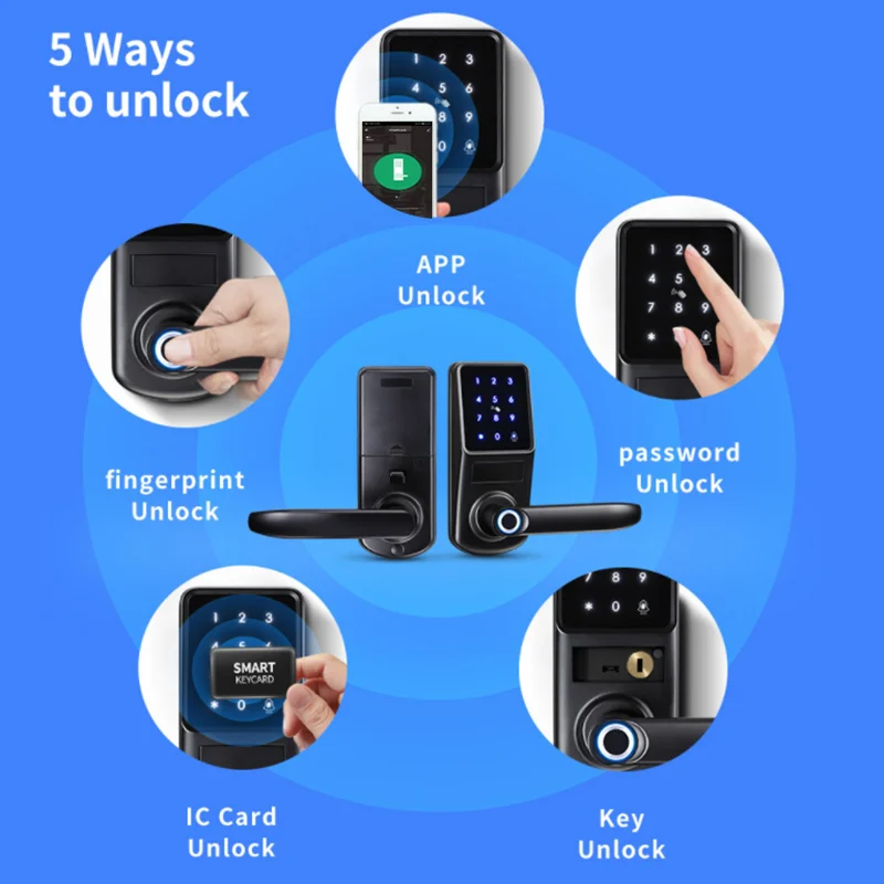 RAYKUBE A290F Smart Fingerprint Door Lock Deadbolt Tuya APP Wifi Remote Control Open The Door with Key and Ic Card Smart Home