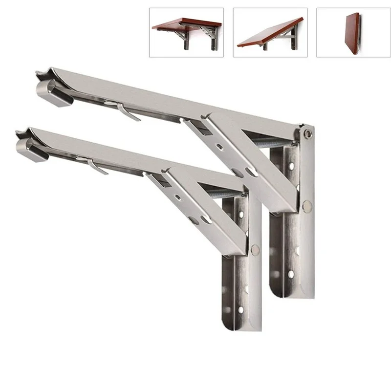 

2PCS Stainless Steel Folding Bracket Support Heavy Duty Wall Hanging Frame DIY Fold Table Shelving Furniture Hardware