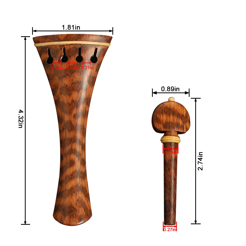 BATESMUSIC 4/4 New 1 set 4/4 Violin Pegs violin parts, Excellent violin old snake wood Accessories AAA level