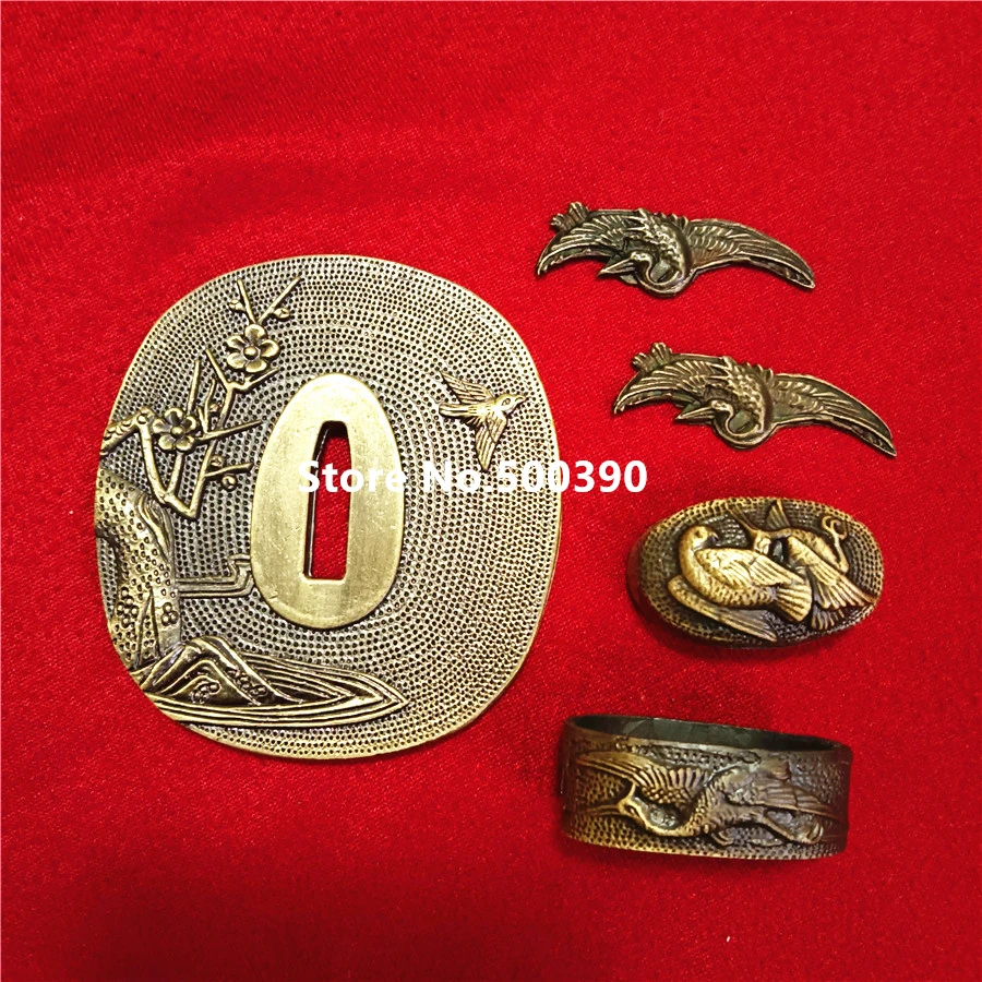 Nice Strong Alloy Bird Guard Tsuba Menuki Fuchi Kashira For Japanese Sword Samurai Katana Japan Wakizashi Sword