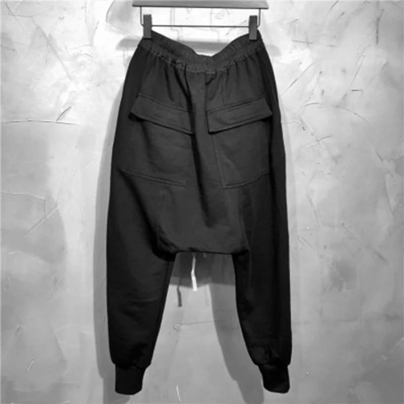 Dark RO style casual trousers men's fall and winter style with solid color fashion flying mouse trousers harem pants