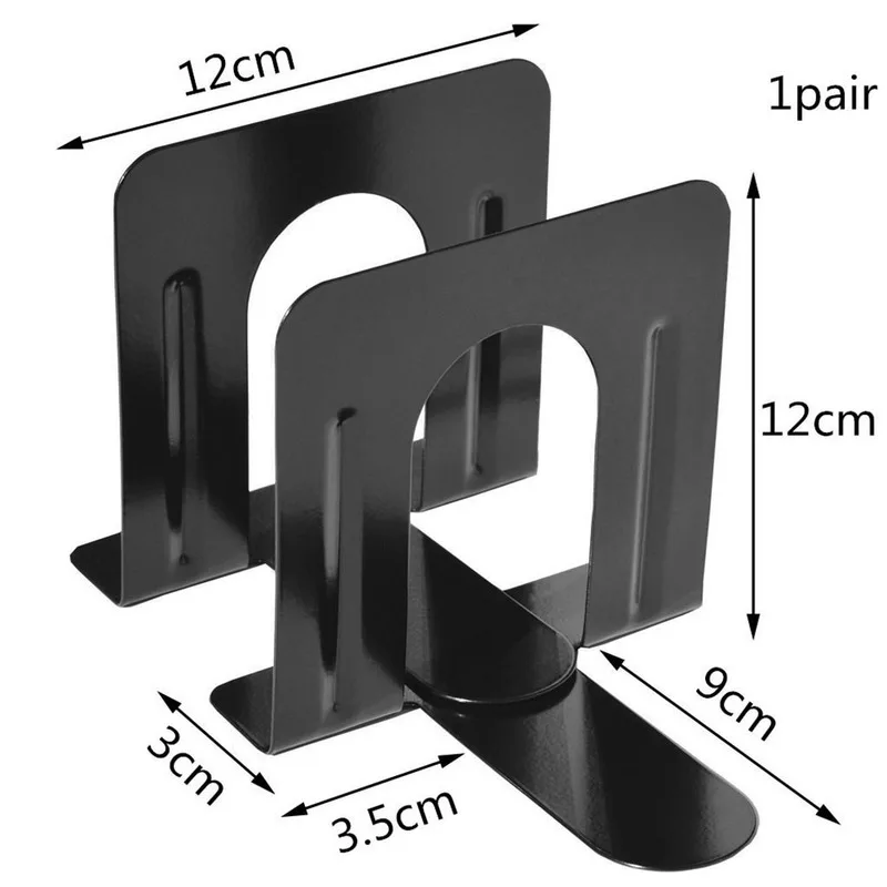 Sunshine Simple Style Metal Bookends Iron Support Holder Nonskid Desk Stands for Books
