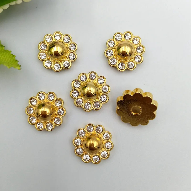 30Pcs Diy Golden resin flower Decoration Crafts Flatback Cabochon Scrapbooking Fit Hair Clips Embellishments Beads