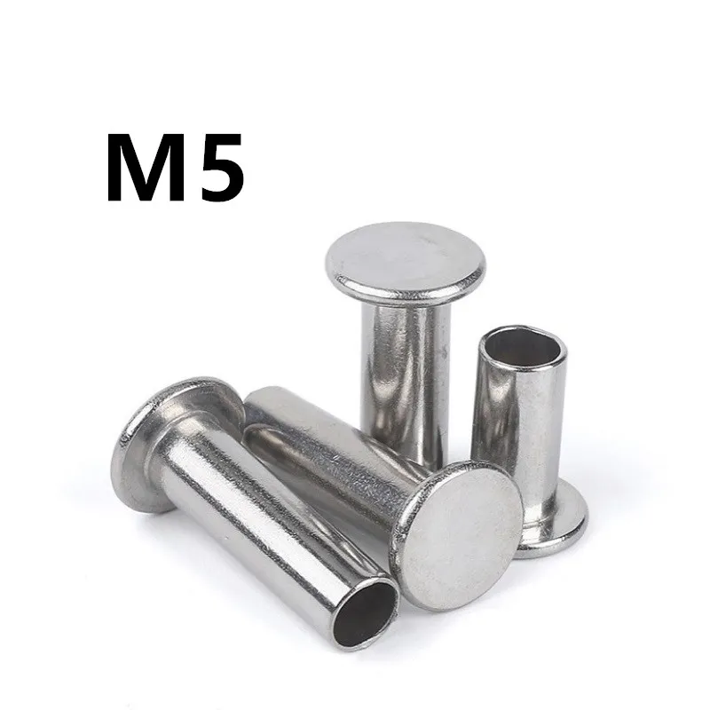 60PCS M5x6/8/10/12/14/16/20mm GB875 304 Stainless Steel Thin Head Semi-Tubular Rivets