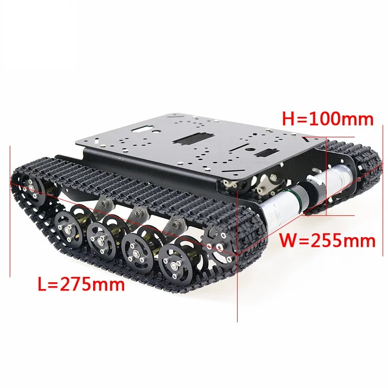 Black Shock Absorber Metal RC Robot Tank Chassis Kit Mobile Platform for Arduino  DIY Toy Parts