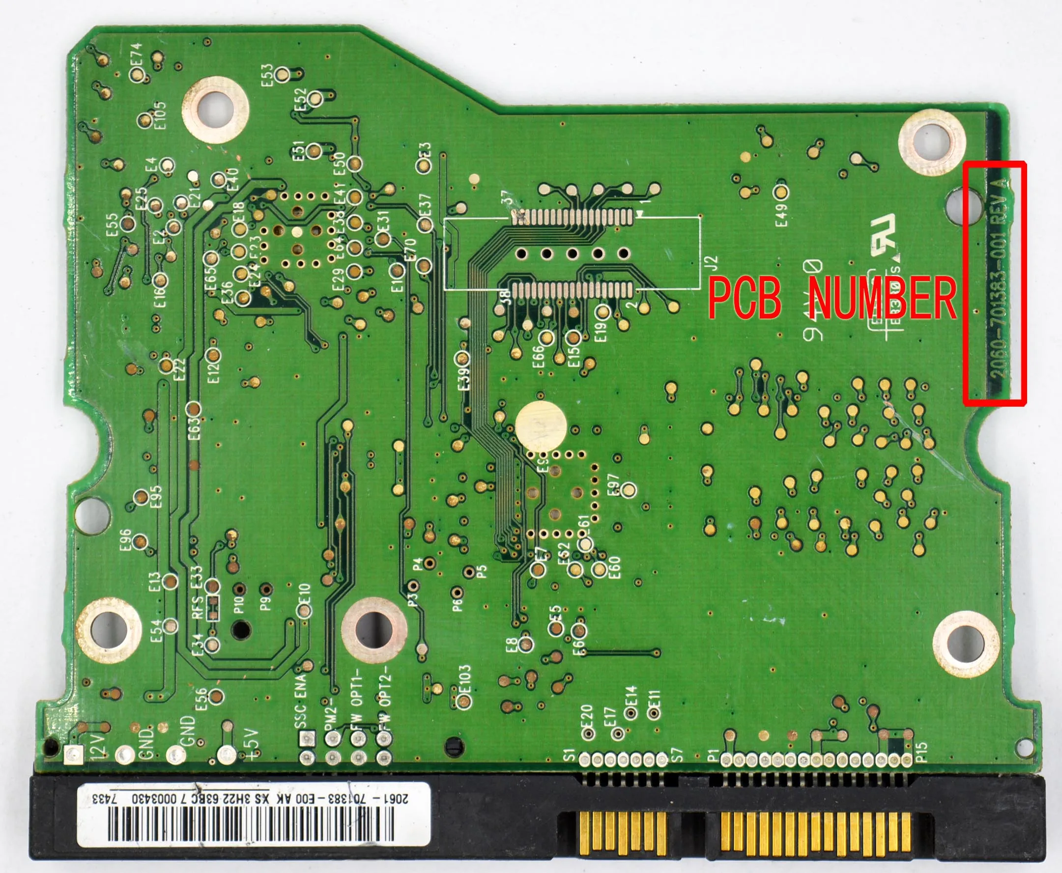 HDD PCB Logic Board/ Board Number : 2060-701383-001 REV A 2061-701383-E00  WD3200AAJS, WD5000YS