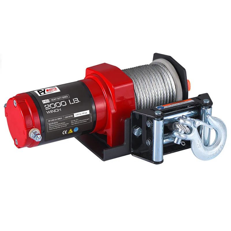 2000 lbs ATV/UTV Electric Winch Steel Cable ATV Off-road Winch 12V/24V Electric Winch With 8M Winch Rope