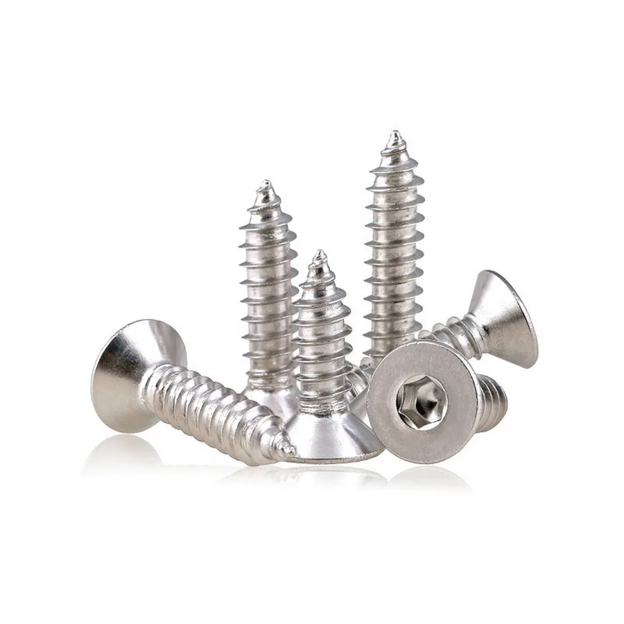 304 Stainless Steel Flat Head Hexagon Selftappingscrew / Hex Socket Countersunk Head Self Tapping Screw M2 M2.5 M3 M4 M5 M6