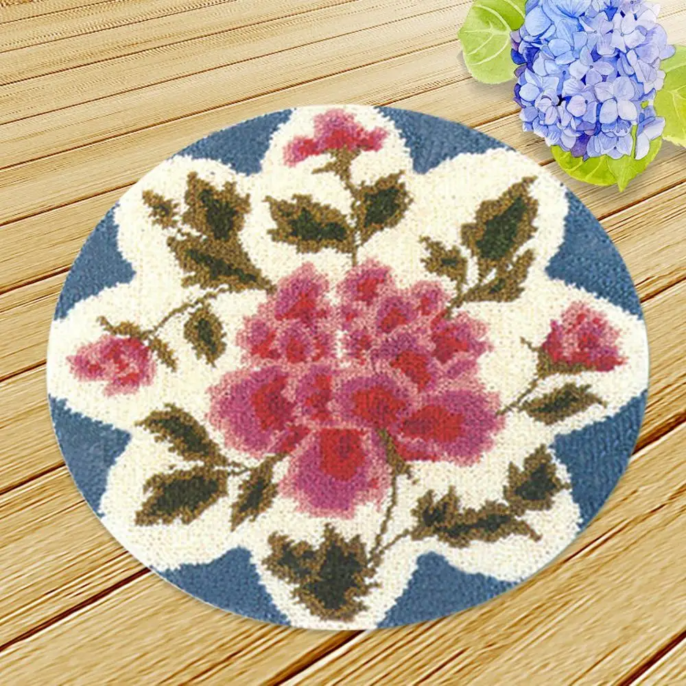 Diy Smyrna Knooppakket Klink Haak Kleed Bloemen Do It Yourself Flower Latch Hook Kits Button Cushion Animals Needlework Mat Gift